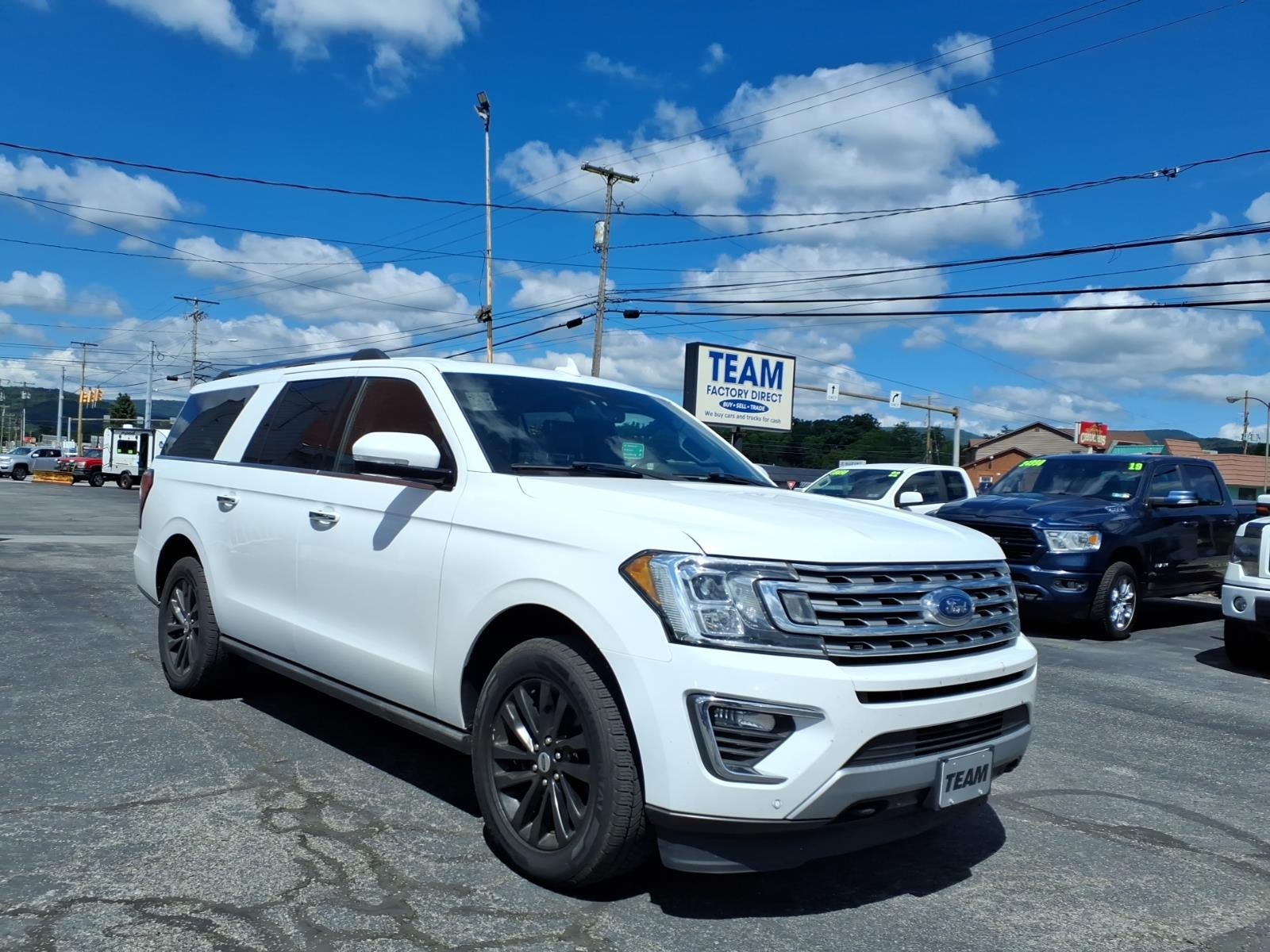 2019 Ford Expedition MAX Limited in White — front three-quarter view