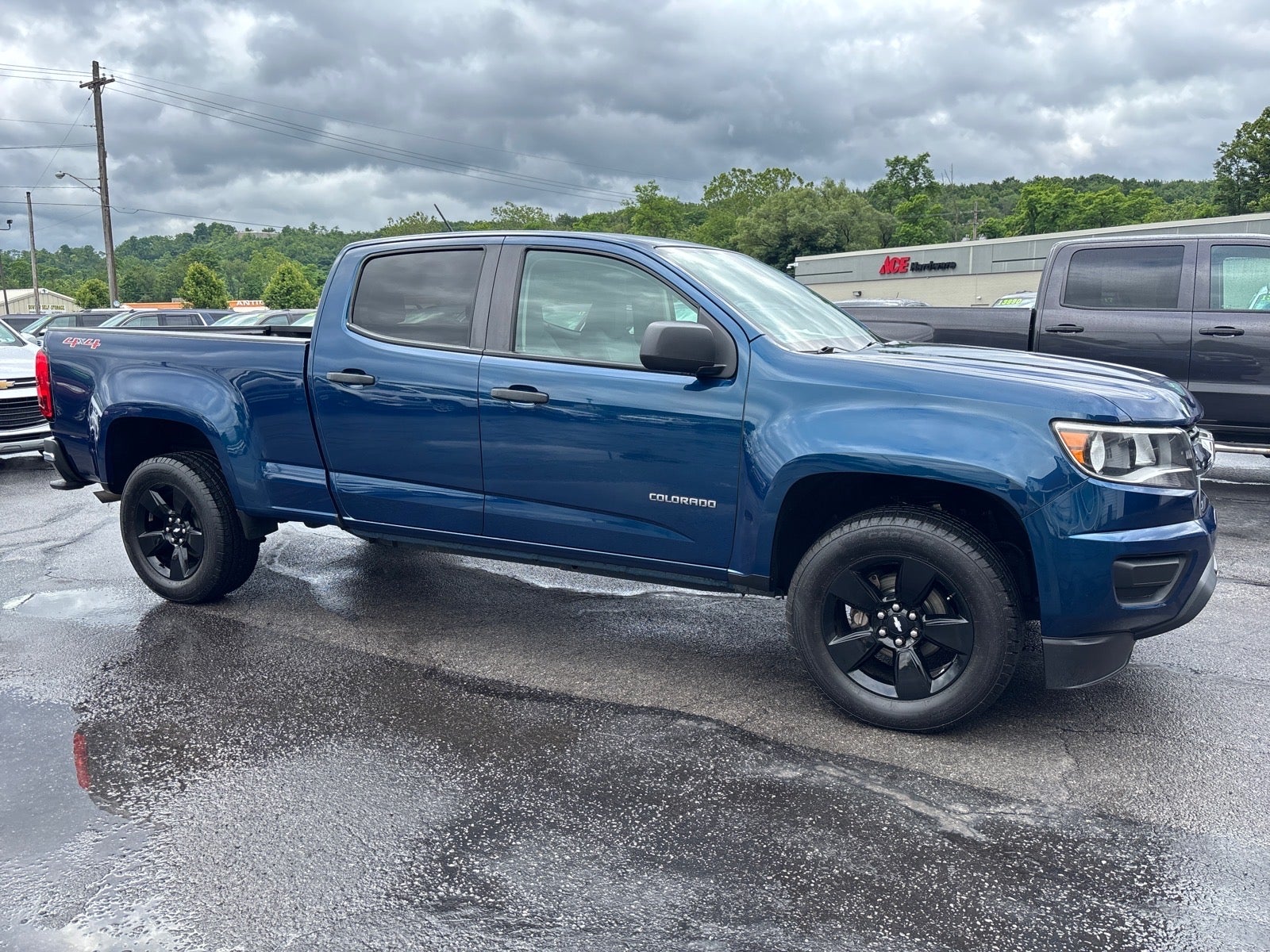 2020 Chevrolet Colorado 4WD Work Truck in Pacific Blue Metallic — front three-quarter view