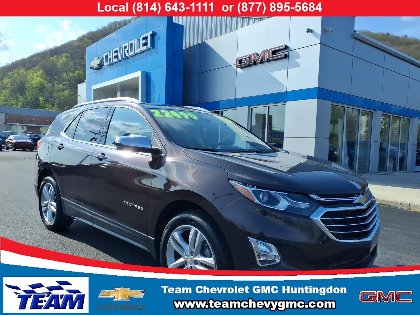 2020 Chevrolet Equinox Premier in Chocolate Metallic — front three-quarter view