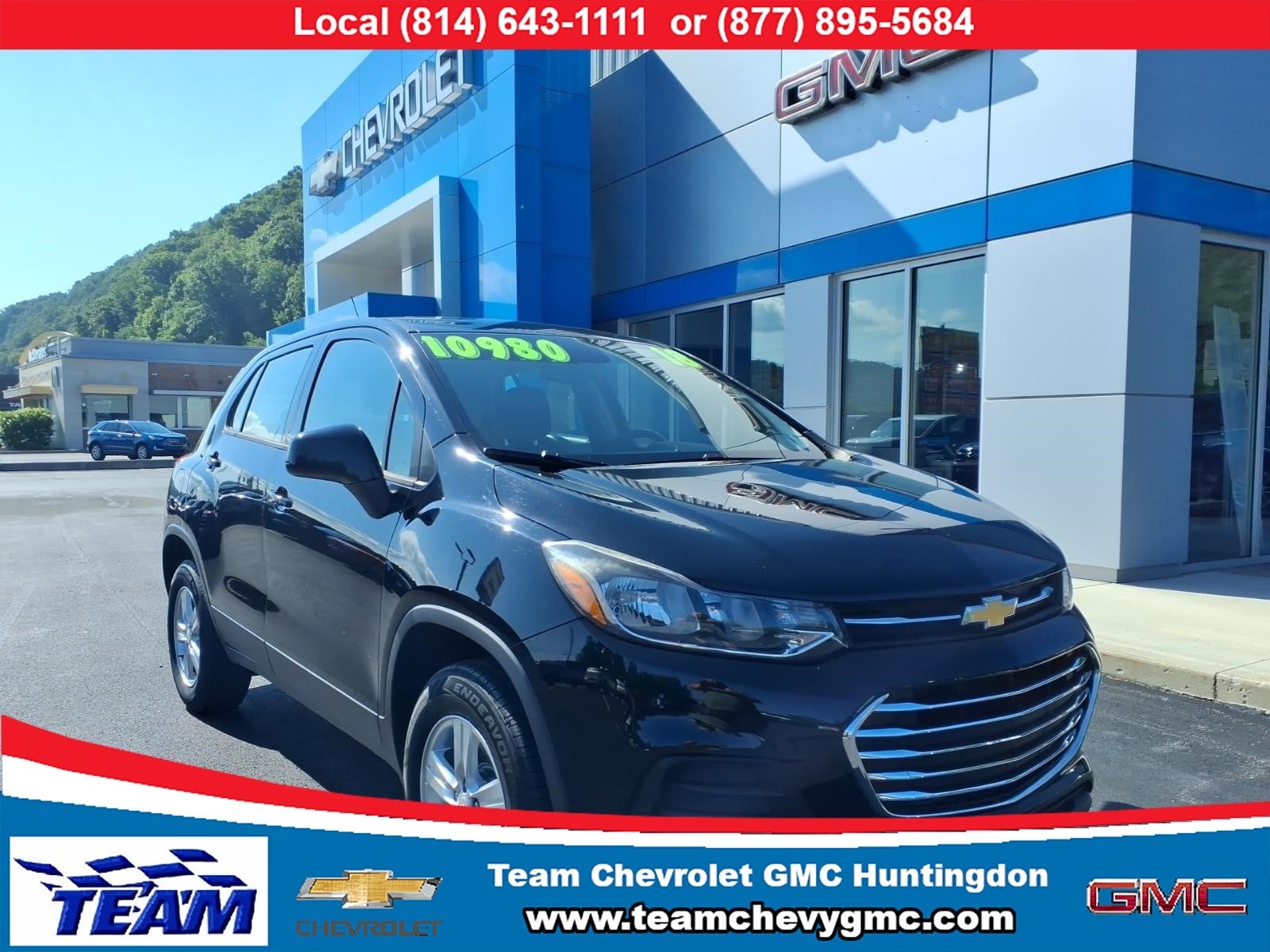 2018 Chevrolet Trax LS in Mosaic Black Metallic — front three-quarter view