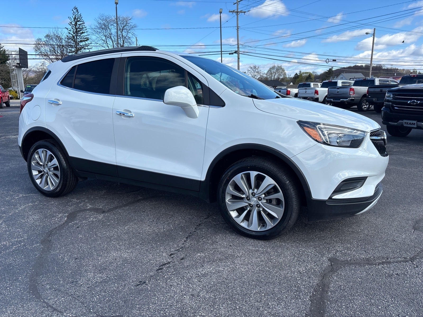 2020 Buick Encore Preferred in Summit White — front three-quarter view